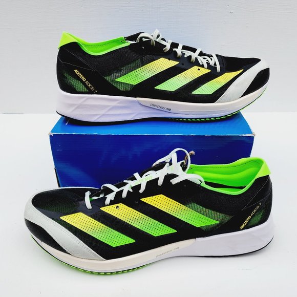 adidas | Shoes | Adidas Adizero Adios 7 Running Shoes Black Green Sneaker  Gy849 Mens Size 3 | Poshmark